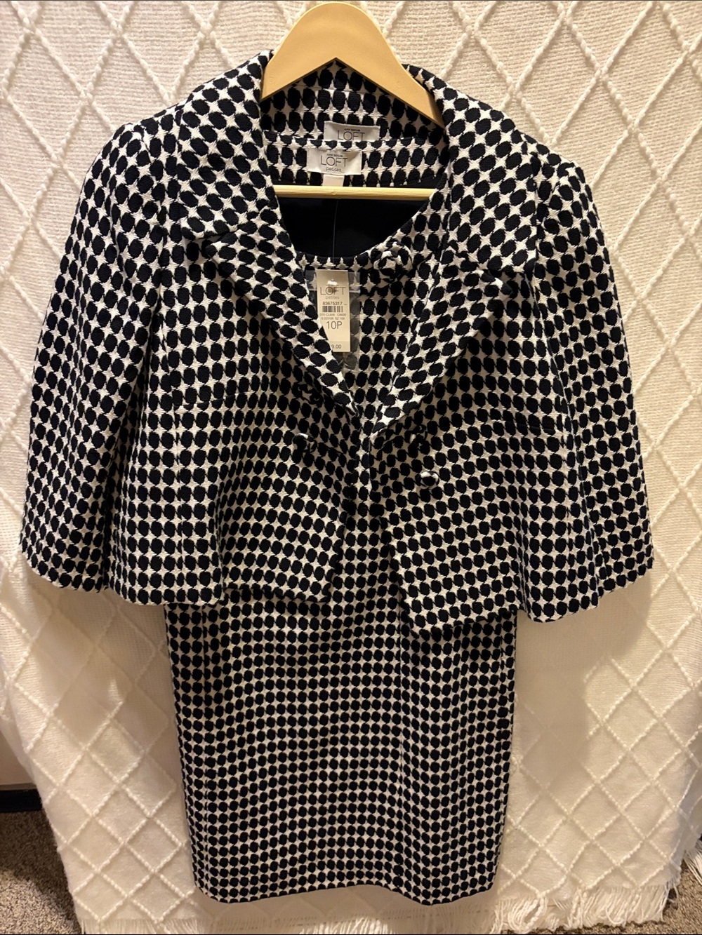 LOFT Black and White Dot Cropped Blazer with Matching Dress